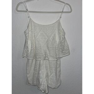 Aeropostale Women's White Lace Romper Adjustable Straps Small Size #8